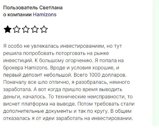 Hamizons — это очередной клонированный лохотрон, который нагло грабит своих клиентов.