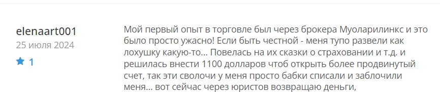 Muolarilinx— это профессиональные аферисты, которые создают видимость торговли.